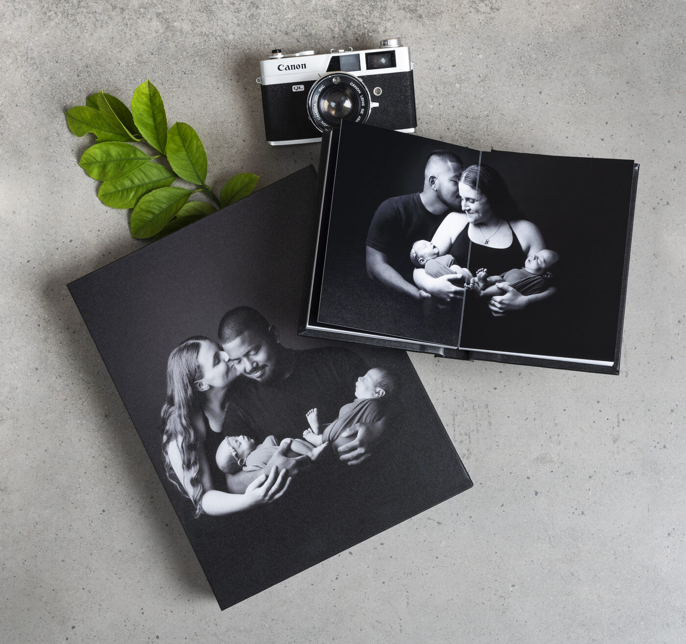 Album cover options in linen and leather