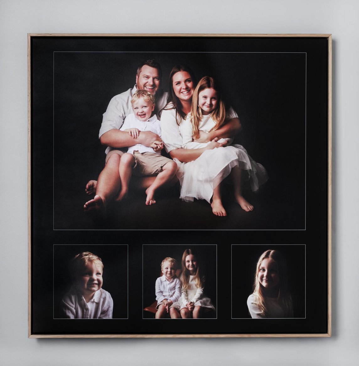 Multi-image framed family portrait piece